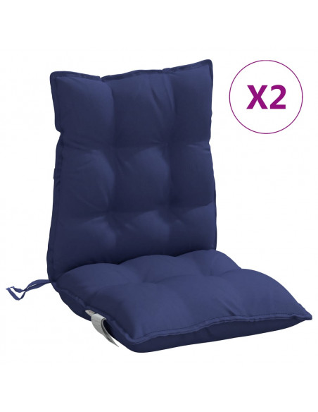 Cuscini Sedia Schienale Basso 2 pz Blu Marino in Tessuto Oxford
