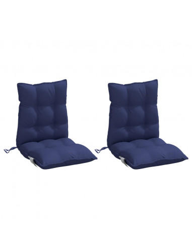 Cuscini Sedia Schienale Basso 2 pz Blu Marino in Tessuto Oxford