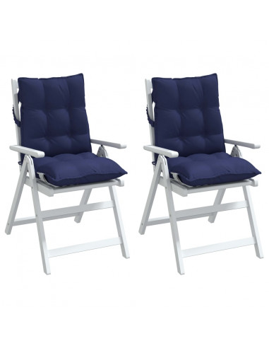 Cuscini Sedia Schienale Basso 2 pz Blu Marino in Tessuto Oxford