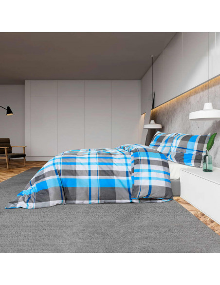 Set Copripiumino Blu e Grigio 220x240 cm in Cotone