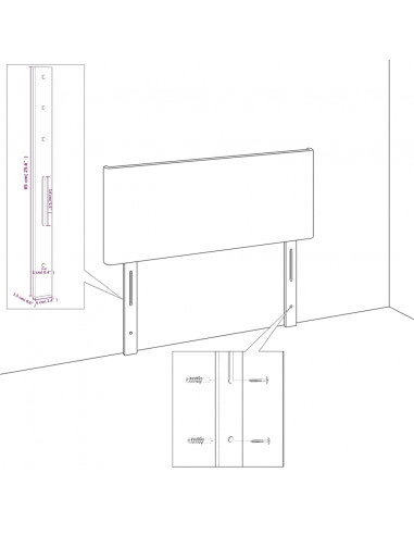 Testiera ad Orecchio Grigio Chiaro 183x23x78/88 cm in Tessuto