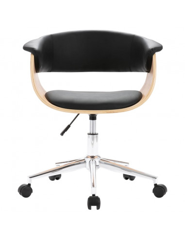 Sedia da Ufficio Girevole Nera in Legno Piegato e Similpelle