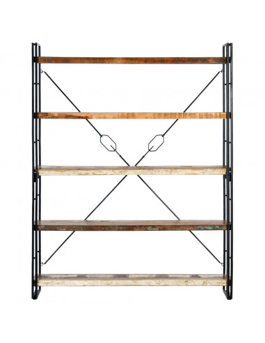 Libreria a 5 Ripiani 140x30x180 cm in Massello di Recupero