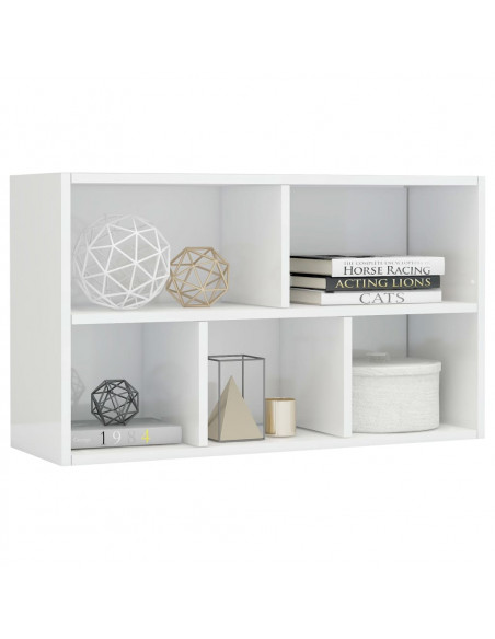 Libreria/Credenza Bianco Lucido 50x25x80 cm Legno Multistrato