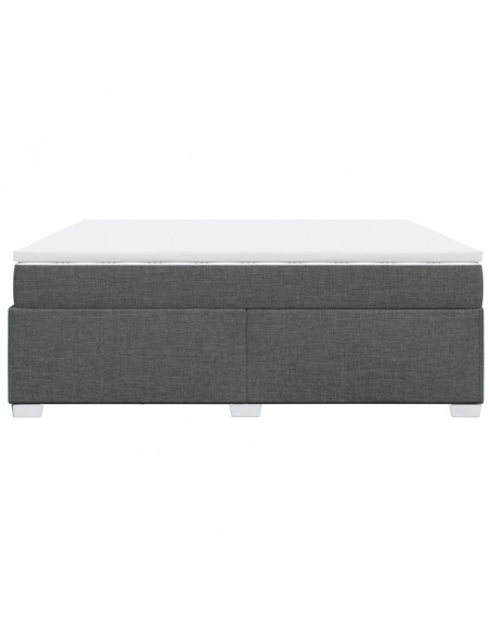 Giroletto a Molle con Materasso Grigio Scuro 200x200 cm Tessuto