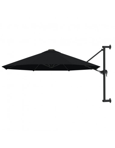 Ombrellone a Muro con Palo in Metallo 300 cm Nero
