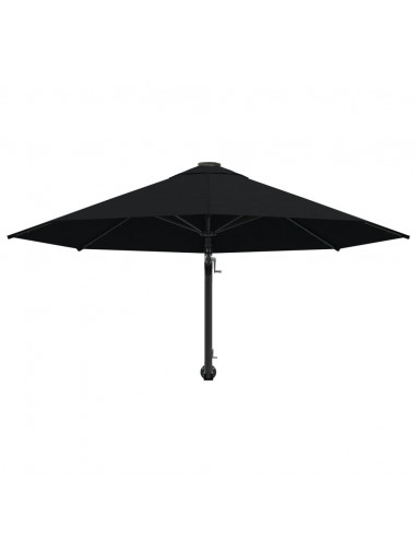 Ombrellone a Muro con Palo in Metallo 300 cm Nero