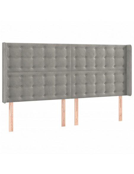 Testiera ad Orecchio Grigio Chiaro 183x16x118/128 cm in Velluto