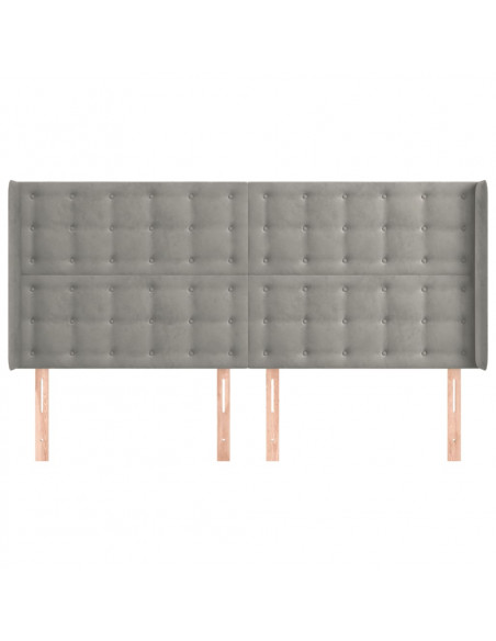 Testiera ad Orecchio Grigio Chiaro 183x16x118/128 cm in Velluto