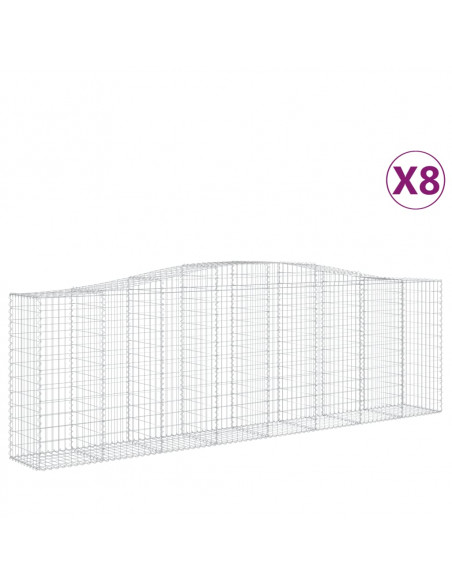 Cesti Gabbioni ad Arco 8 pz 400x50x120/140 cm Ferro Zincato