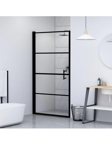 Porta per Doccia in Vetro Temperato 81x195 cm Nera