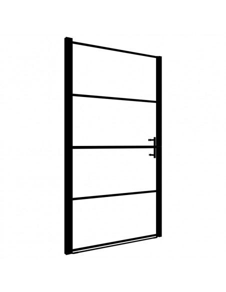 Porta per Doccia in Vetro Temperato 91x195 cm Nera