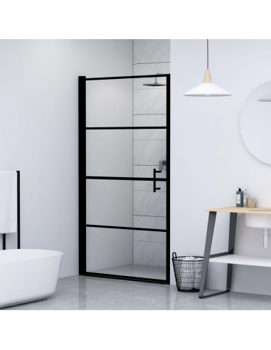 Porta per Doccia in Vetro Temperato 91x195 cm Nera