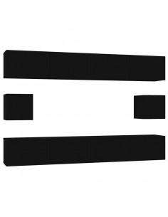 Set Mobili Porta TV 6 pz Nero in Legno Multistrato 2