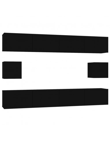 Set Mobili Porta TV 6 pz Nero in Legno Multistrato