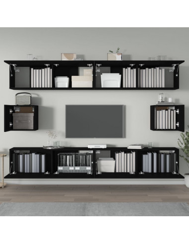 Set Mobili Porta TV 6 pz Nero in Legno Multistrato