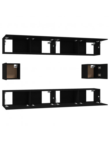 Set Mobili Porta TV 6 pz Nero in Legno Multistrato
