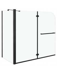 Box Doccia Pieghevole a Libro in ESG 120x68x130 cm Nero 2