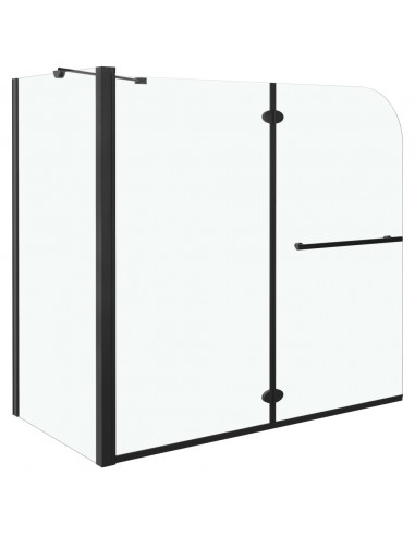 Box Doccia Pieghevole a Libro in ESG 120x68x130 cm Nero