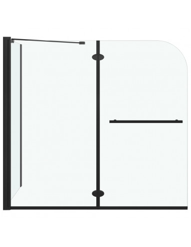 Box Doccia Pieghevole a Libro in ESG 120x68x130 cm Nero