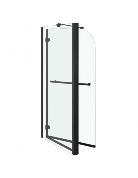 Box Doccia Pieghevole a Libro in ESG 120x68x130 cm Nero