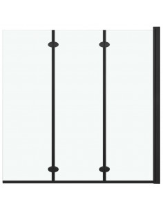 Box Doccia Pieghevole a Libro 3 Pannelli in ESG 130x138 cm Nero 2