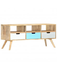Mobile Porta TV 110x35x48 cm Legno Massello di Mango 2