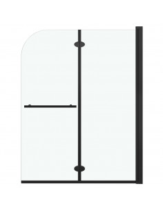 Box Doccia Pieghevole a Libro 2 Pannelli in ESG 95x140 cm Nero 2