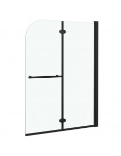 Box Doccia Pieghevole a Libro 2 Pannelli in ESG 95x140 cm Nero 2