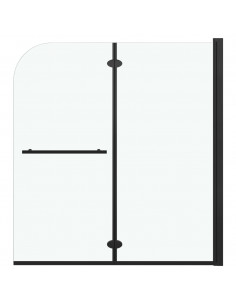 Box Doccia Pieghevole a Libro 2 Pannelli in ESG 120x140 cm Nero 2