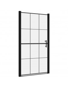 Porta per Doccia in Vetro Temperato 100x178 cm Nera 2