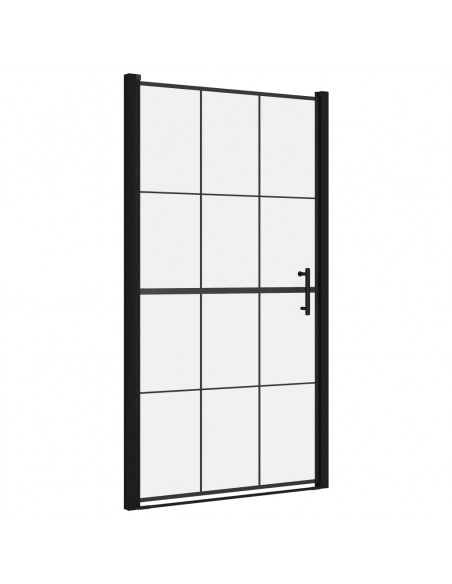 Porta per Doccia in Vetro Temperato 100x178 cm Nera