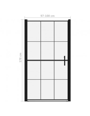 Porta per Doccia in Vetro Temperato 100x178 cm Nera