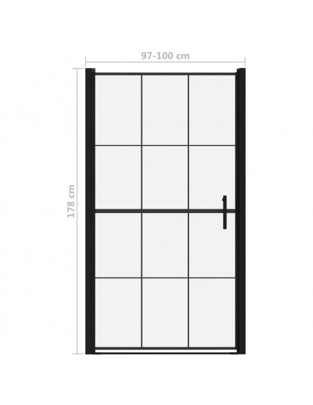 Porta per Doccia in Vetro Temperato 100x178 cm Nera