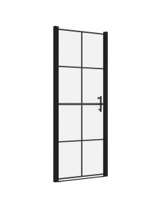 Porta per Doccia in Vetro Temperato 91x195 cm Nera 2
