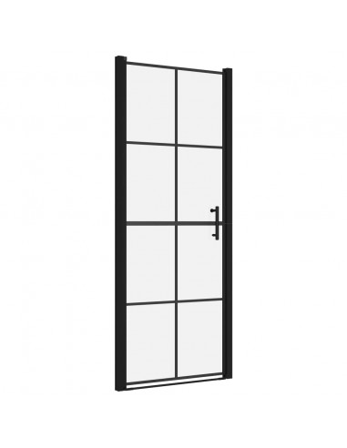 Porta per Doccia in Vetro Temperato 91x195 cm Nera