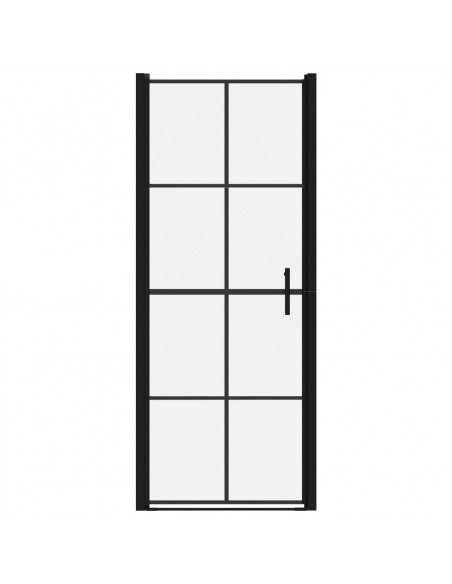 Porta per Doccia in Vetro Temperato 91x195 cm Nera