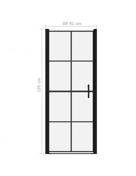 Porta per Doccia in Vetro Temperato 91x195 cm Nera