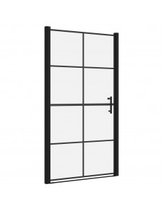 Porta per Doccia in Vetro Temperato 100x178 cm Nera 2