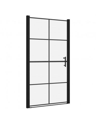 Porta per Doccia in Vetro Temperato 100x178 cm Nera
