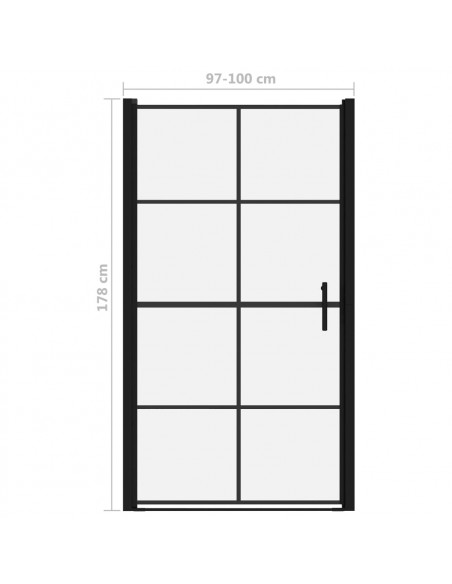 Porta per Doccia in Vetro Temperato 100x178 cm Nera