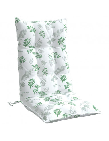 Cuscini Sedia Schienale Alto 4 pz Motivo Foglie Tessuto Oxford