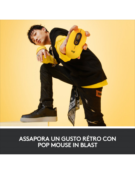 Logitech POP Mouse Wireless con Emoji personalizzabili, Tecnologia SilentTouch, Precisione e Velocità, Design Compatto, Bluetoo