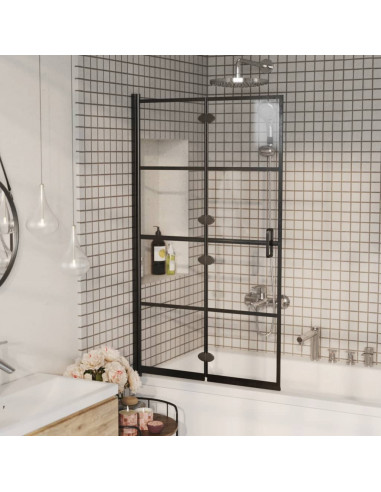 Pannello Doccia Pieghevole in ESG 80x140 cm Nero