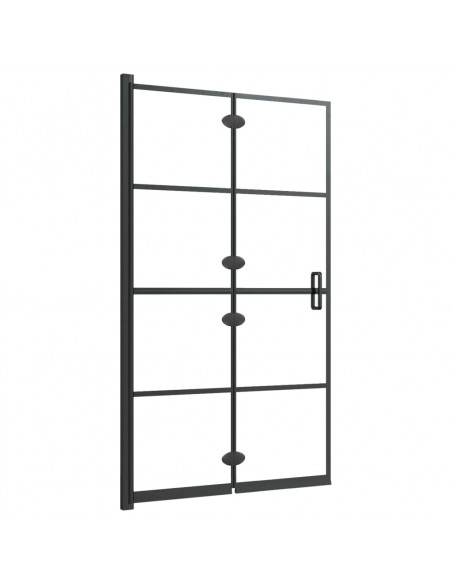 Pannello Doccia Pieghevole in ESG 80x140 cm Nero