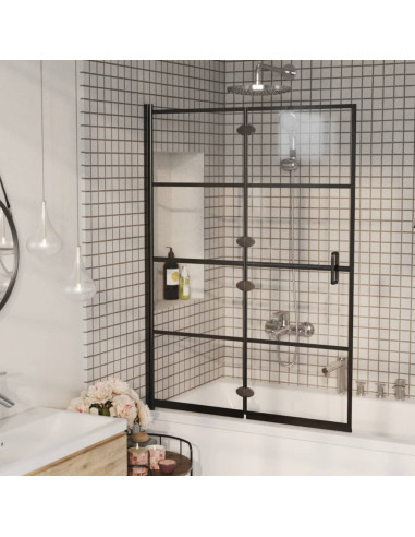 Pannello Doccia Pieghevole in ESG 100x140 cm Nero