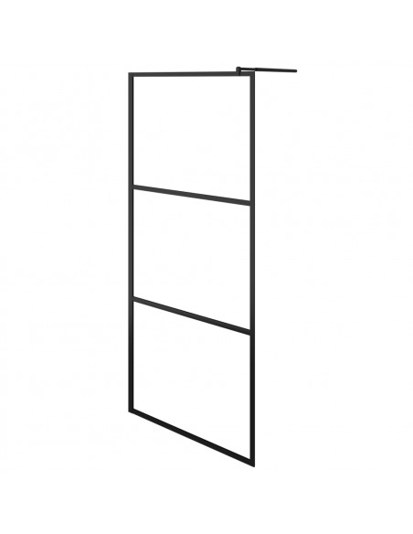 Parete Doccia Walk-in in Vetro Trasparente ESG Nera 80x195 cm