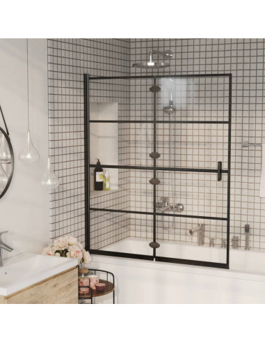 Pannello Doccia Pieghevole in ESG 120x140 cm Nero