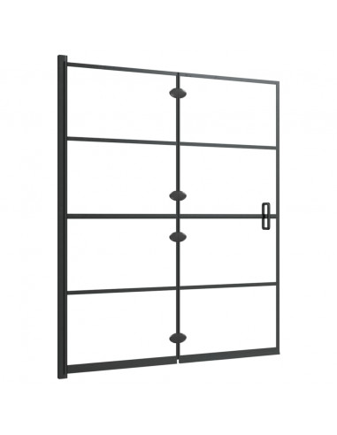 Pannello Doccia Pieghevole in ESG 120x140 cm Nero