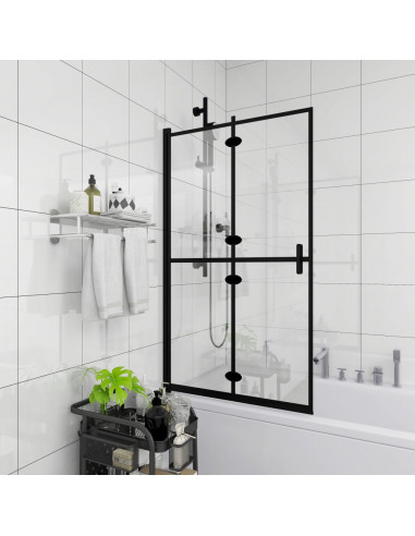 Pannello Doccia Pieghevole in ESG 80x140 cm Nero